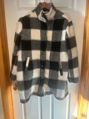 Marine Layer Black & White Check Teddy Jacket